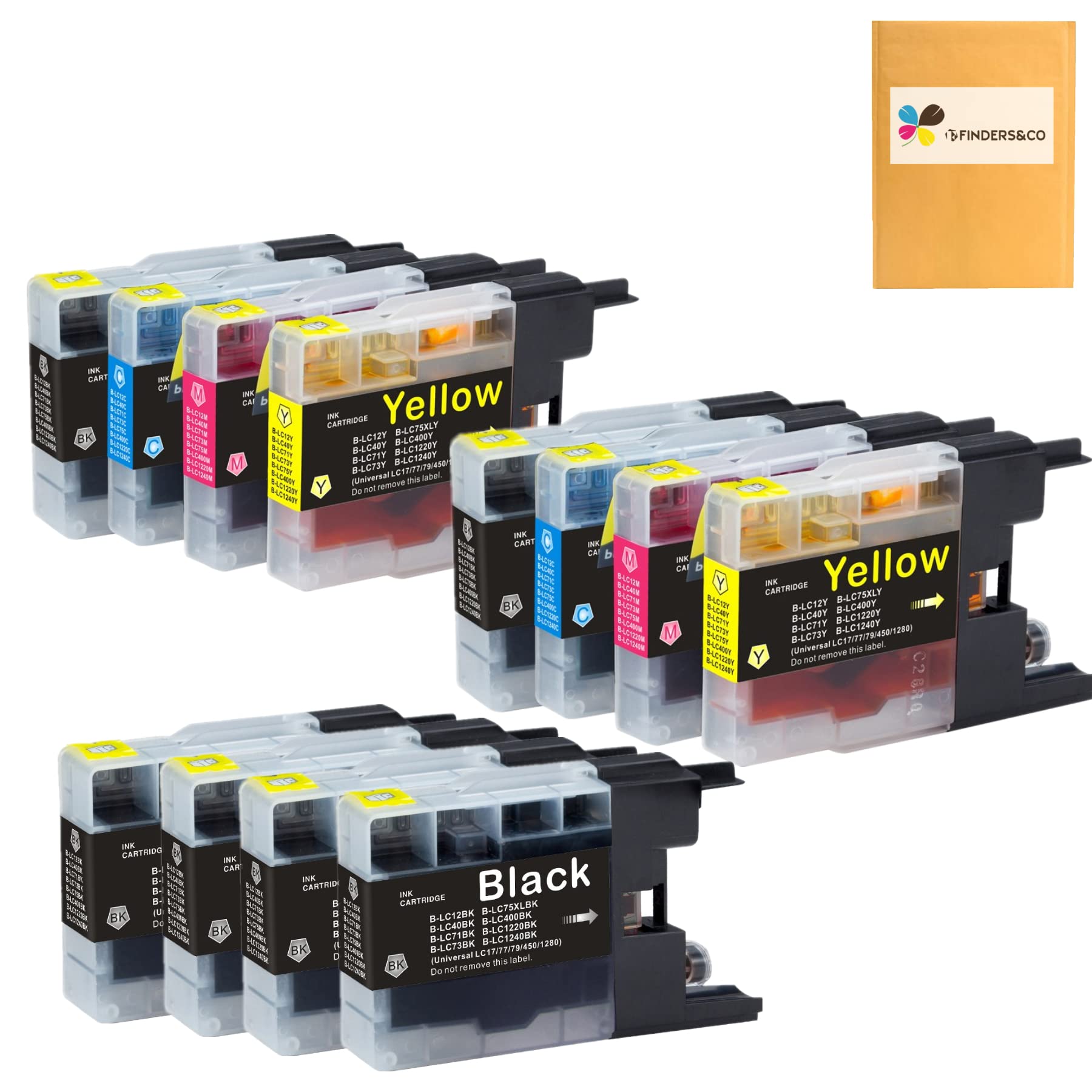 10 Cartucce Compatibili LC-75XL Per Stampanti Brother - 4 Nero 2 Ciano 2 Magenta 2 Giallo
