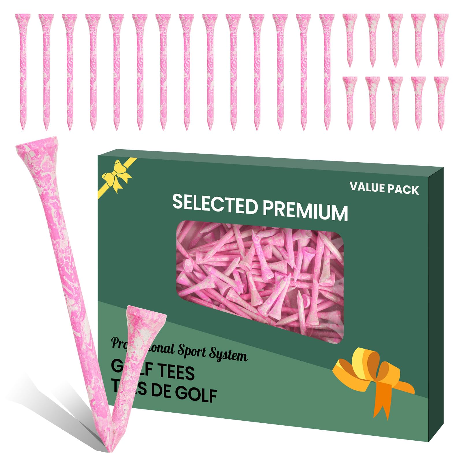 Amy Sport Golf Tees Wooden Stylish Painted 50 Pack