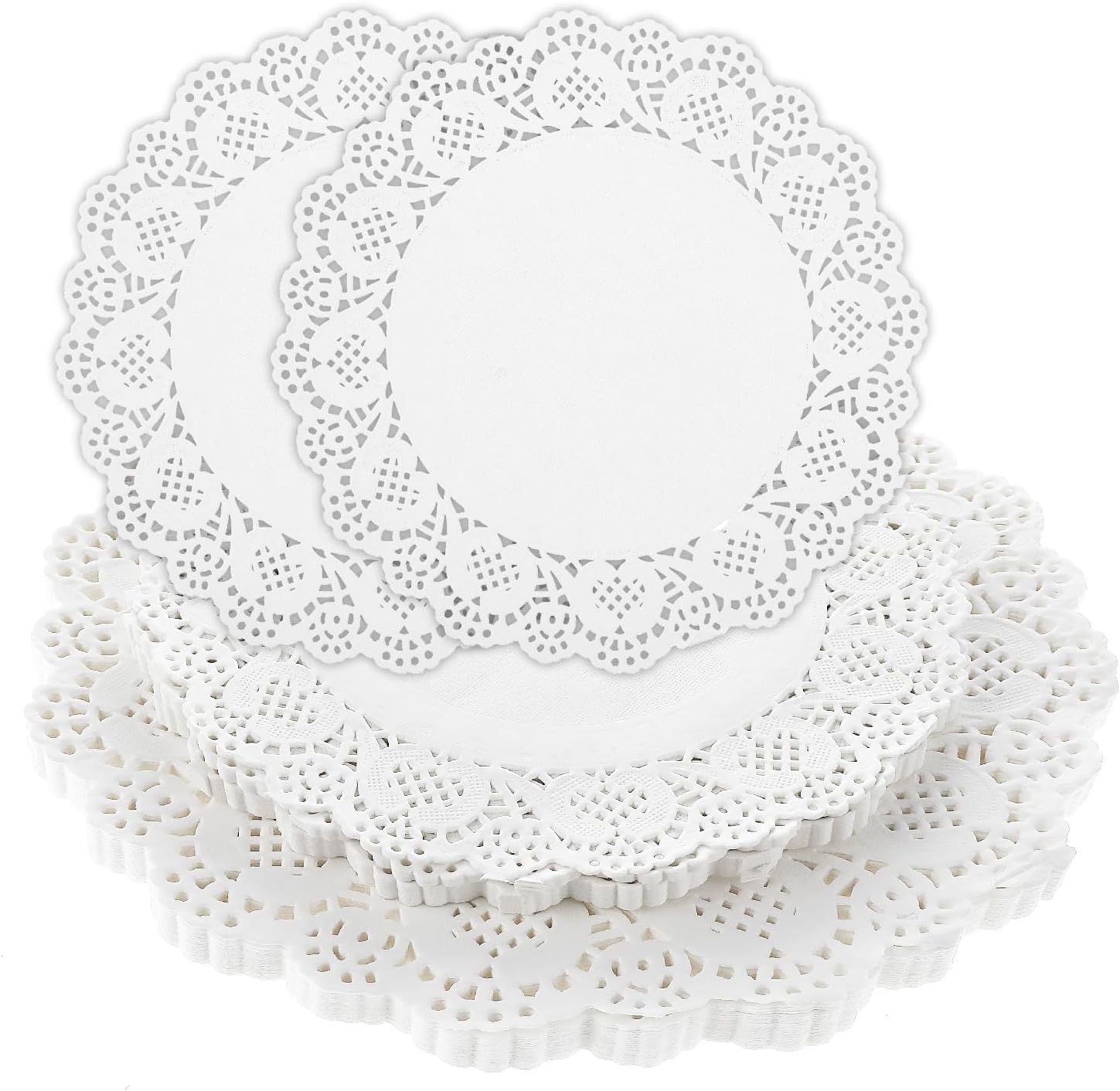 200PCS White Paper Doilies，Paper Doilies Assorted Sizes White Round