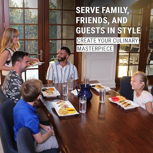 Miniatura 5 de Plato apilable para servir tacos con divisores, elegante soporte para tacos de China con 3 ranuras y 1 sección plana, plato de cena duradero y