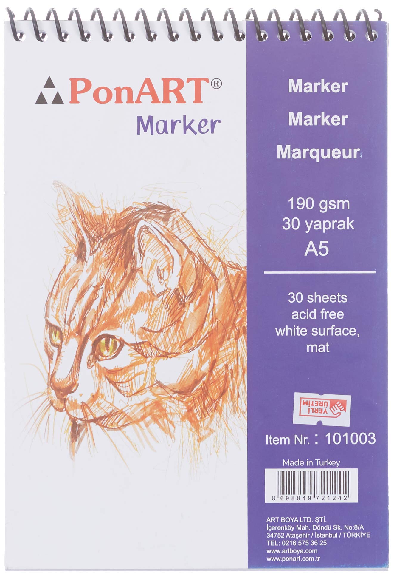 PonART Notatnik A5, 190 g/m², do markerów i długopisów