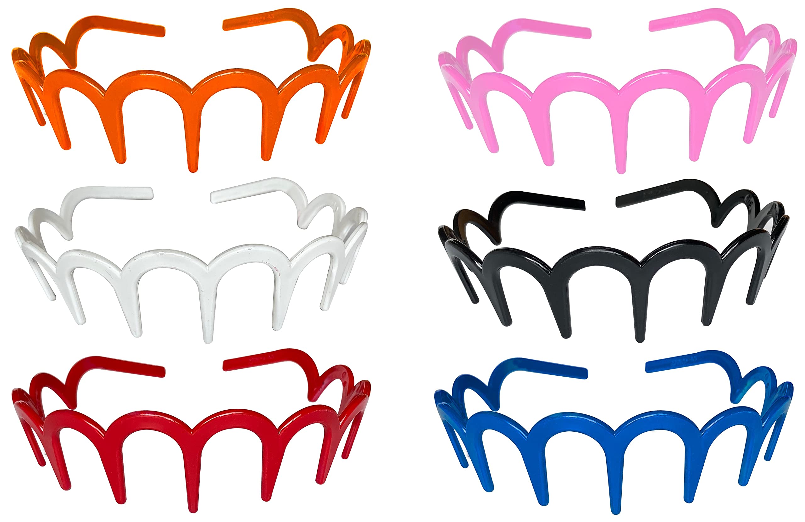 ANNA CREATIONS Glossy Multicolor Plastic Fancy Plastic Teeth Comb Shine Hair Bands For Girls and Women (Pack Of 6)-image-34