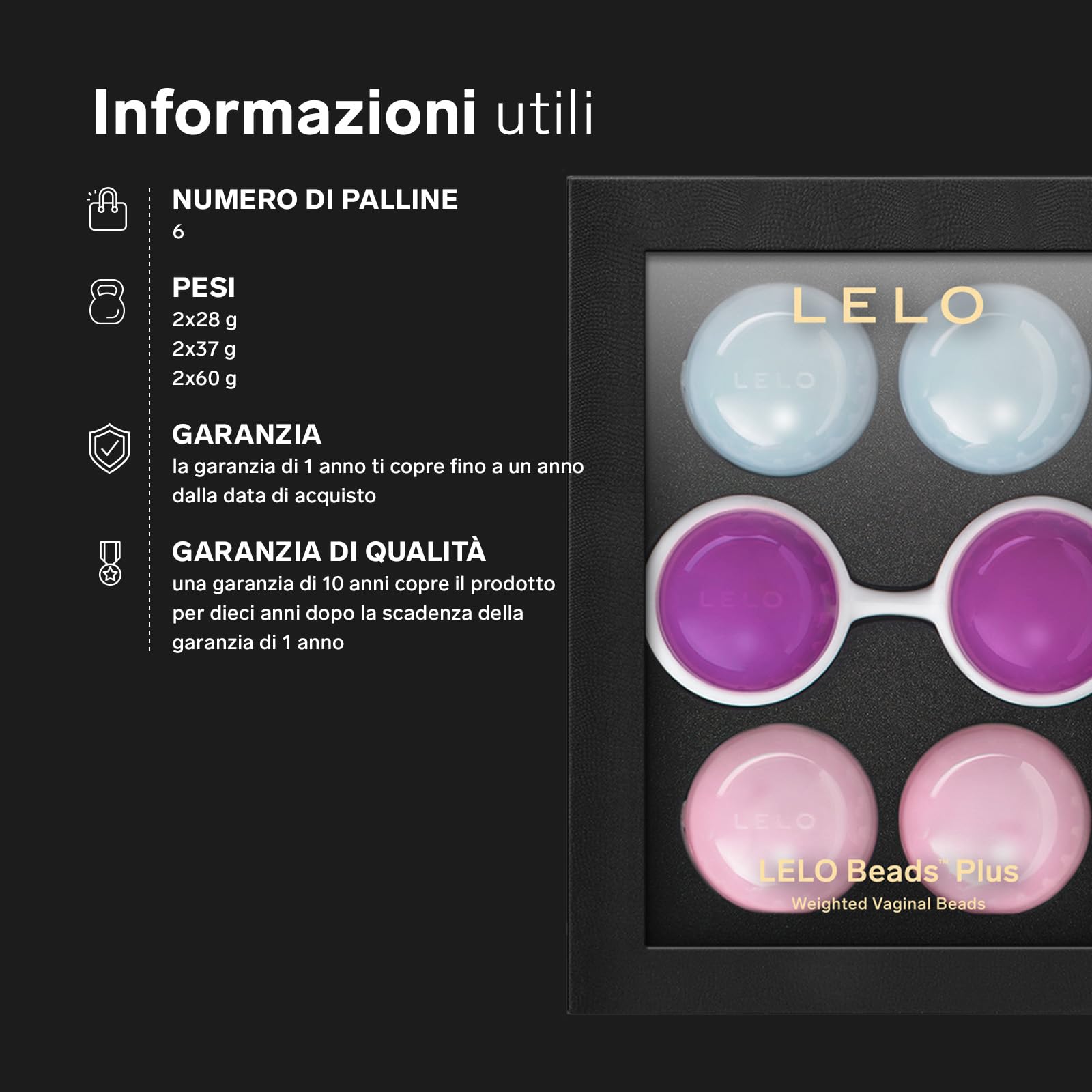 LELO Beads Plus Le palline vaginali con cordino che offrono un’ampia varietà di esercizi per tonificare il pavimento pelvico, Kegel ball donna