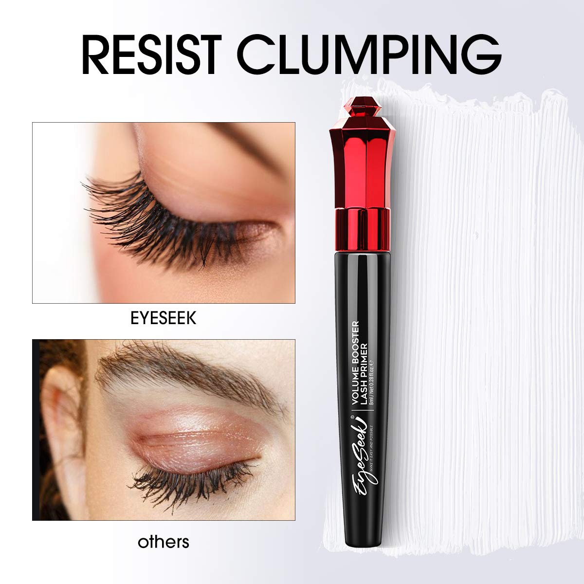 EYESEEK White Lash Primer Volumizing & Lengthening Mascara, Defining, Curling, Multiplying, Washable For Eyelash Extensions Makeup Voluminous Lash Boosting Conditioning