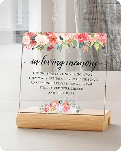 Miniatura 1 de Regalo de condolencias, regalos conmemorativos para la pérdida de un padre amado, letrero de escritorio transparente con soporte de madera,