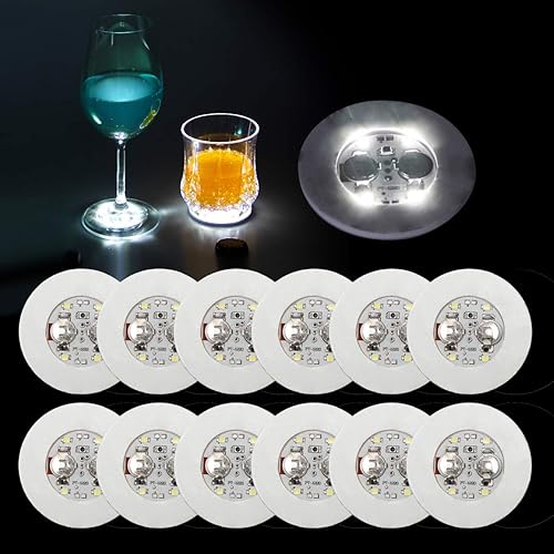 Miniatura 1 de AHIER Posavasos LED, 12 posavasos LED para bebidas, posavasos de barra LED, perfecto para fiestas, bodas, bares (blanco)