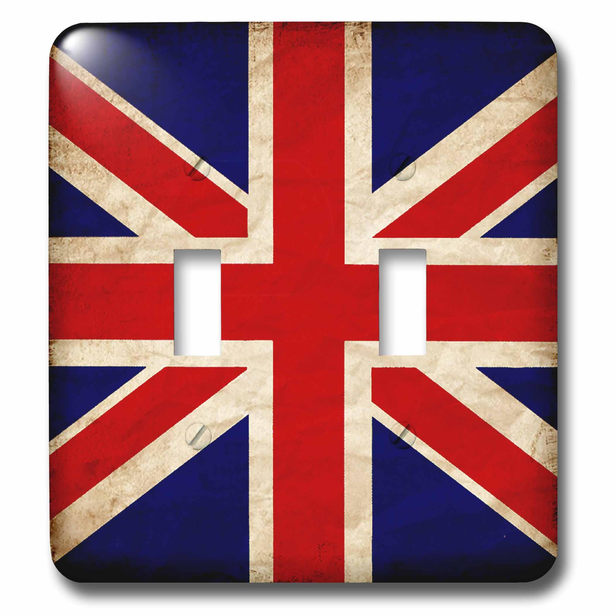 Motif drapeau britannique vieilli pour double interrupteur déco rétro 3dRose