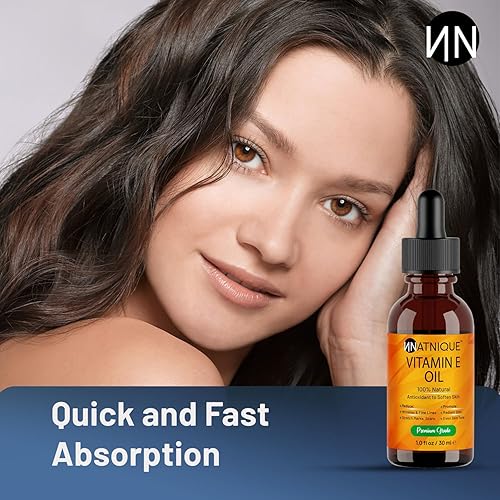 Miniatura 6 de Natnique Aceite de vitamina E de 1 onza  D-alfa tocoferol natural para cara, piel, cabello y uñas  Hidratante puro sin OMG para cicatrices, estrías