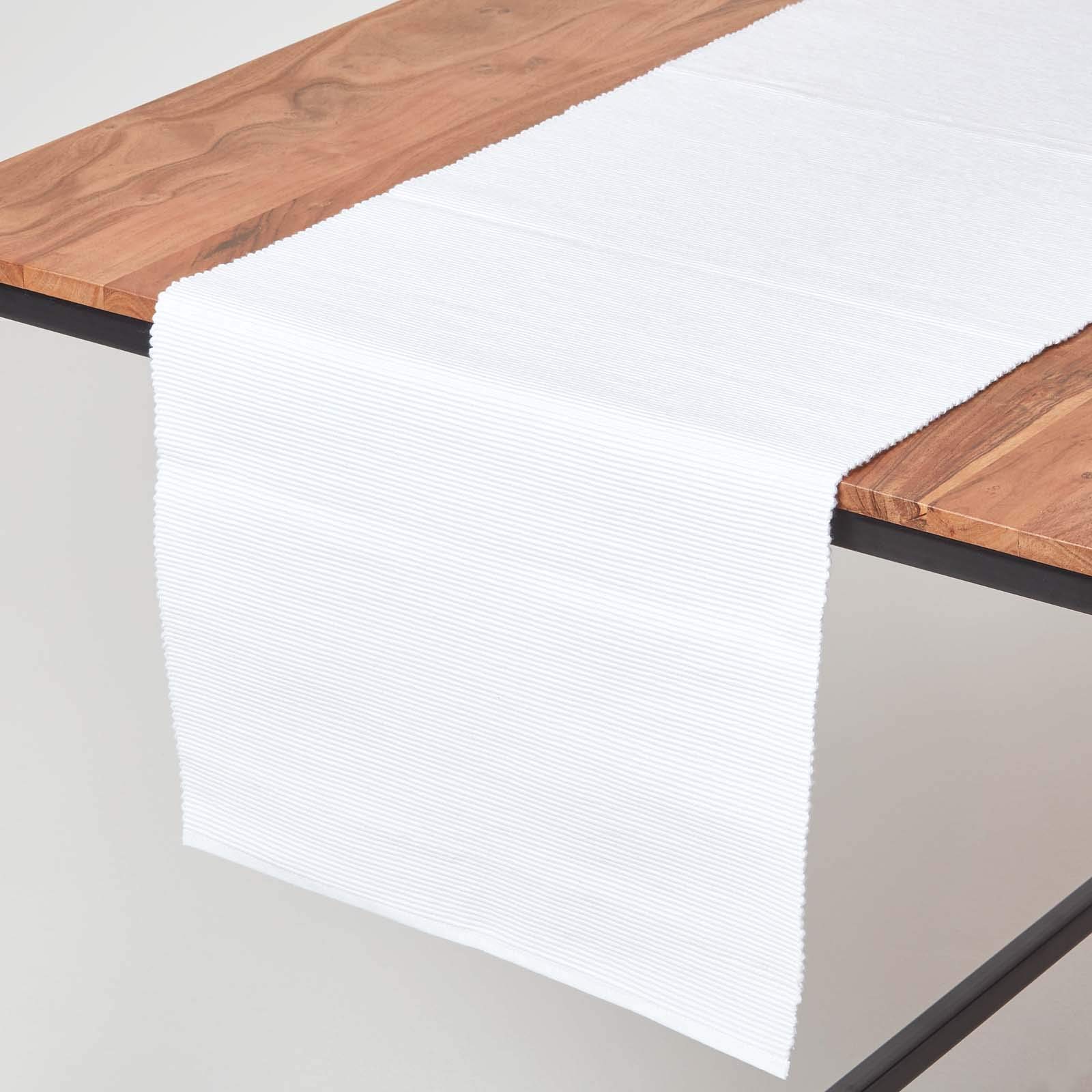 Homescapes White Cotton Plain Table Runner In