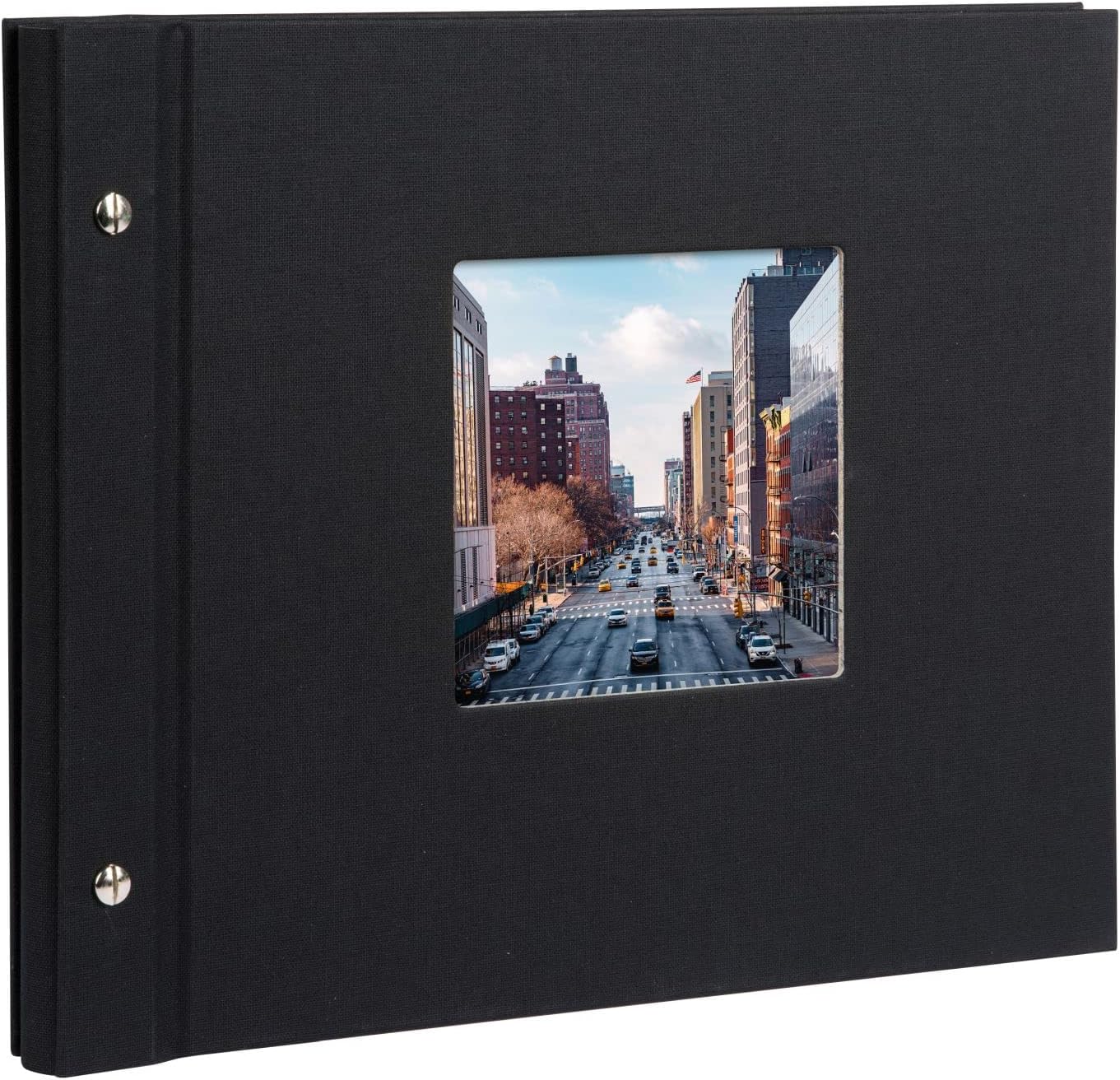 Goldbuch Photo Album Trend, Bella Vista, 30 x 25 cm, 40 Black Pages with Glassine Dividers, Extensible, Linen, Black 26977