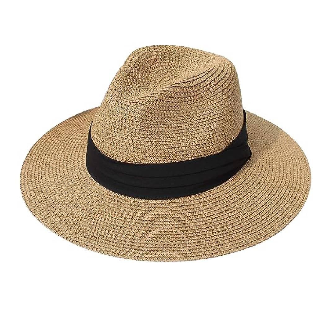 Carnavalife Sombrero Panamá de Verano, Sombrero de Paja Panamá para Mujer y Hombre Unisex, Sombrero de ala Ancha UPF 50 Plegable y Trenzado Intensivo