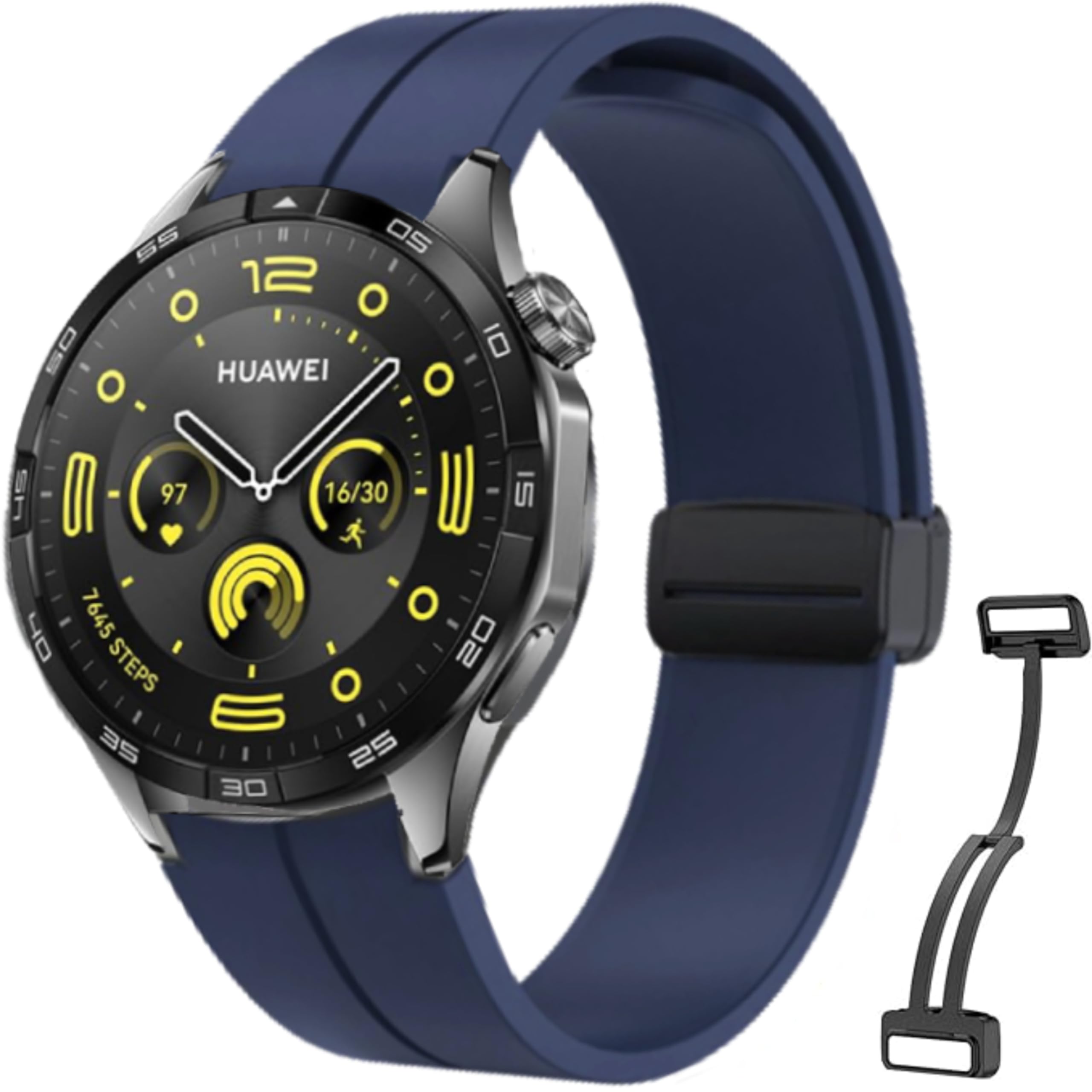 NESLIN Magnetic Band Compatible with Huawei Watch GT6/GT6 Pro/GT5 46mm/GT4/Watch 5/5 Pro 46mm/GT3/GT3 Pro 46mm/GT2/GT 46mm/GT2 Pro, 22mm Magnetic D-Buckle Replacement Silicone Strap (Blue)