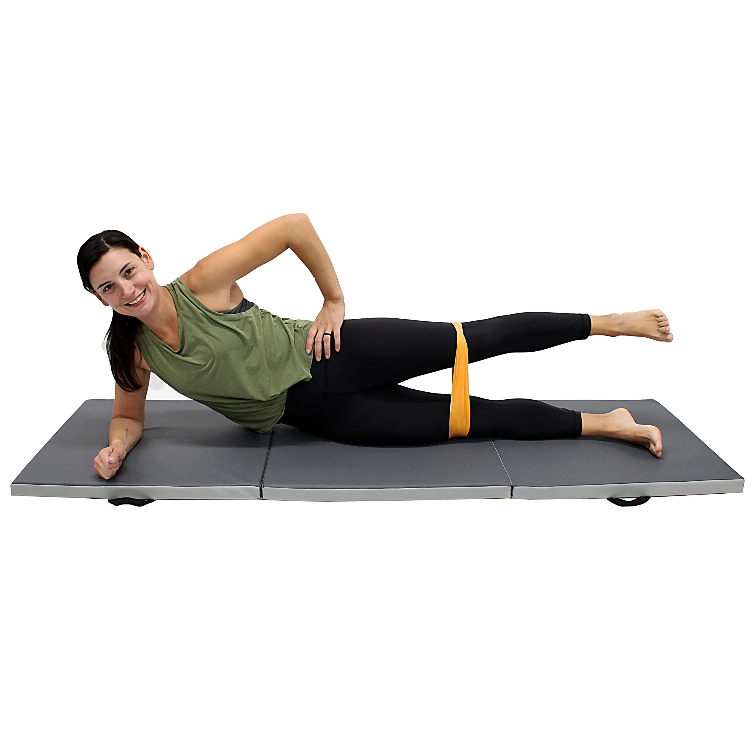 Factory Direct Partners FDP 3-Fold Exercise Mat with 1.5 inch Thick Foam,Sewn-in Handles,Designed fo