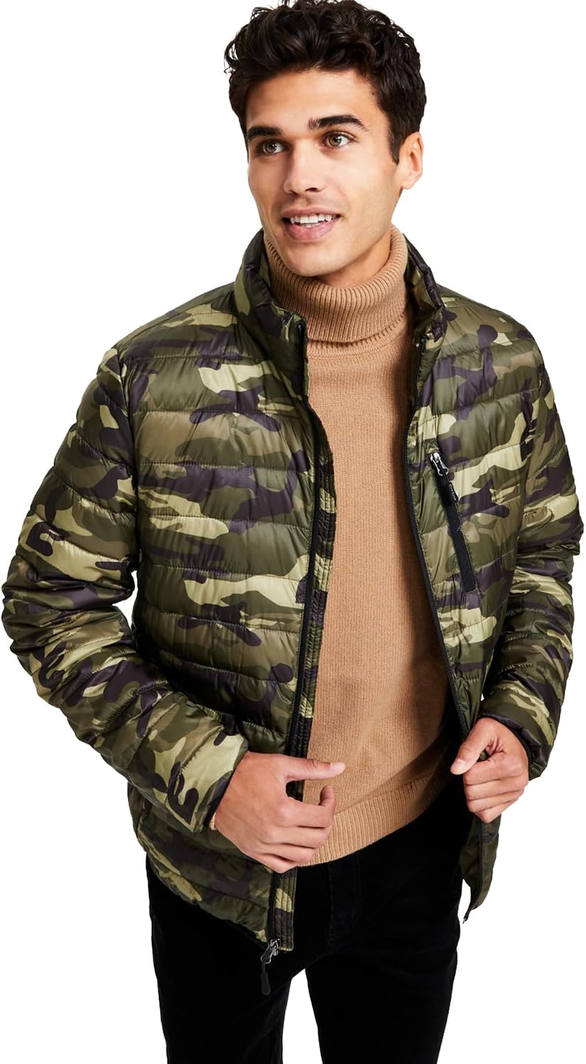 Club Room Mens Quilted Puffer Jacket, Green, Small