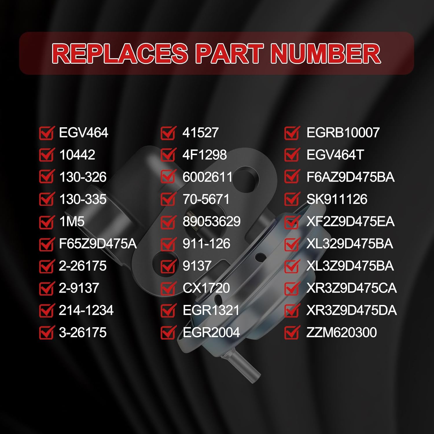 EGV464 EGR Valve with Gasket Compatible with Ford F-150 E-150 E-250 Econoline 4.2L, for Crown Victoria 4.6L, for Mustang 3.8L 96-01, for Mazda B2300 XL3Z9D475BA F65Z9D475A EGV464T 4F1298