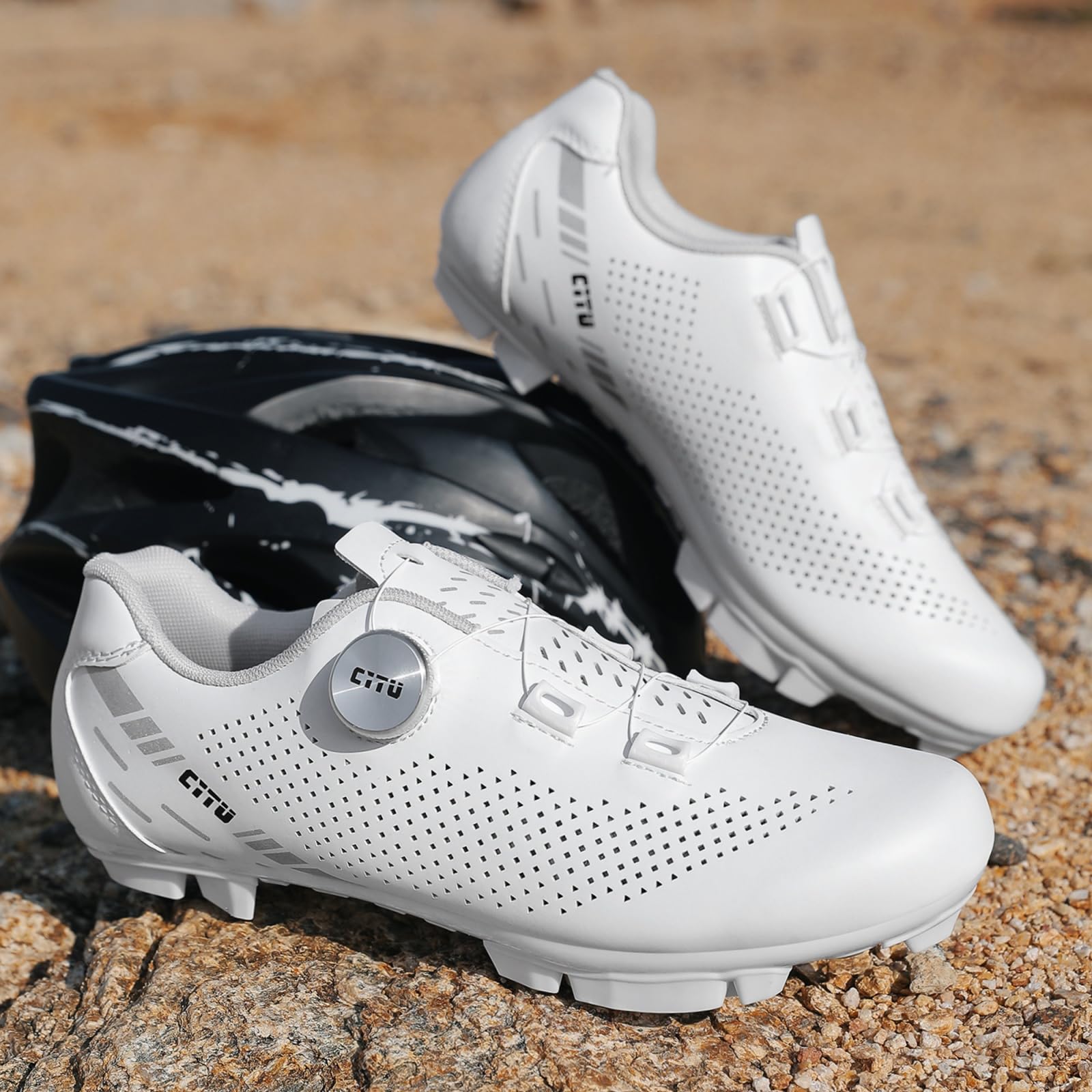 JiuQing Mountainbike Schuhe für Damen Herren Mit SPD Cleats 2 Loch Flatpedal Indoor MTB Fahrradschuhe