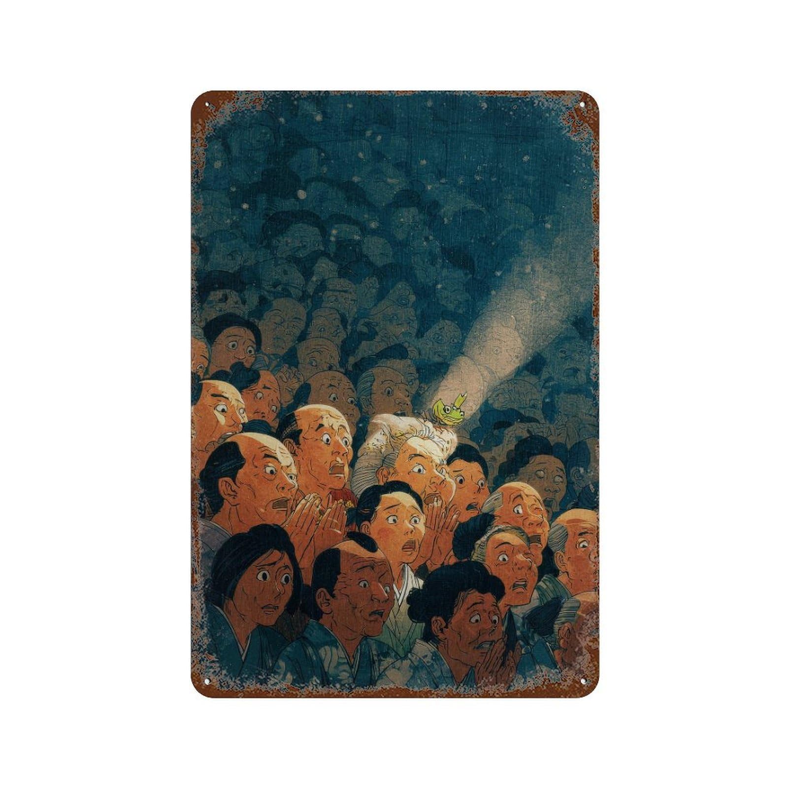 xiaoxiaoshen Crowd Watching Frog. Ukiyo Wall Decor Art Metal Tin Poster Modern Home Decor Art Home Bar Shop Decorations Vintage Sign 30x20cm