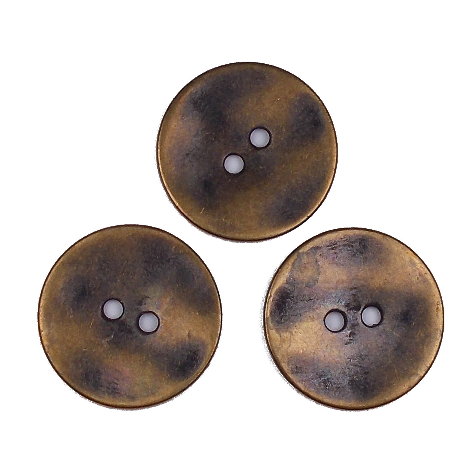 Metal Round Circle Buttons Pack of 3 (34mm, Brass)