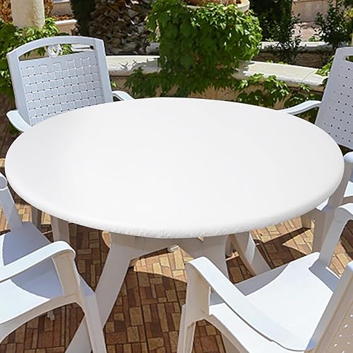Miniatura 7 de Smiry Mantel redondo para mesa redonda, manteles de vinilo elásticos con parte trasera de franela para mesas redondas de 36 a 44 pulgadas, fundas de