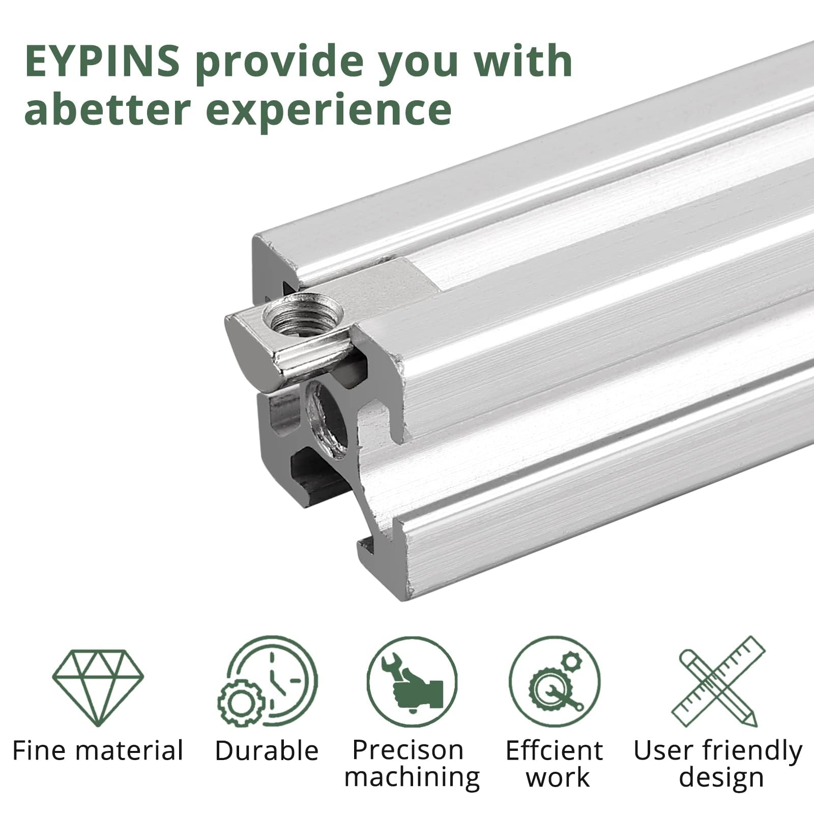 100x EYPINS Nutensteine mit Kugel Nut 8, M5 Hammermutter mit Zentrierung Steg, Gleitmuttern 40x40 Stahl Verzinkt Nutmuttern T-Nut M5 Gewinde für 3D Drucker, CNC, Aluprofil-Extrusionsschlitz 40-Serie