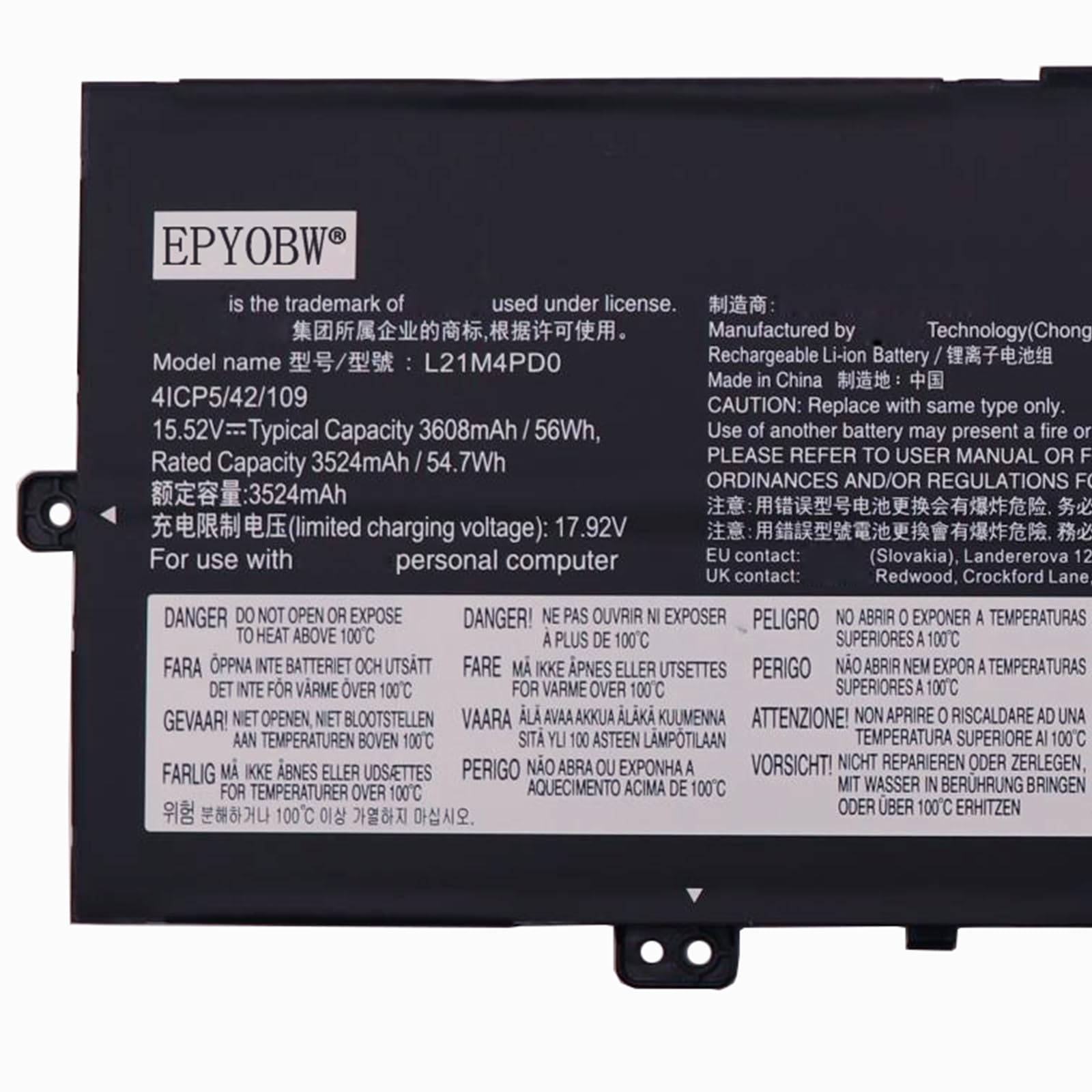 Amazon.com: EPYOBW L21M4PD0 Laptop Battery 56Wh 4-Cell Compatible