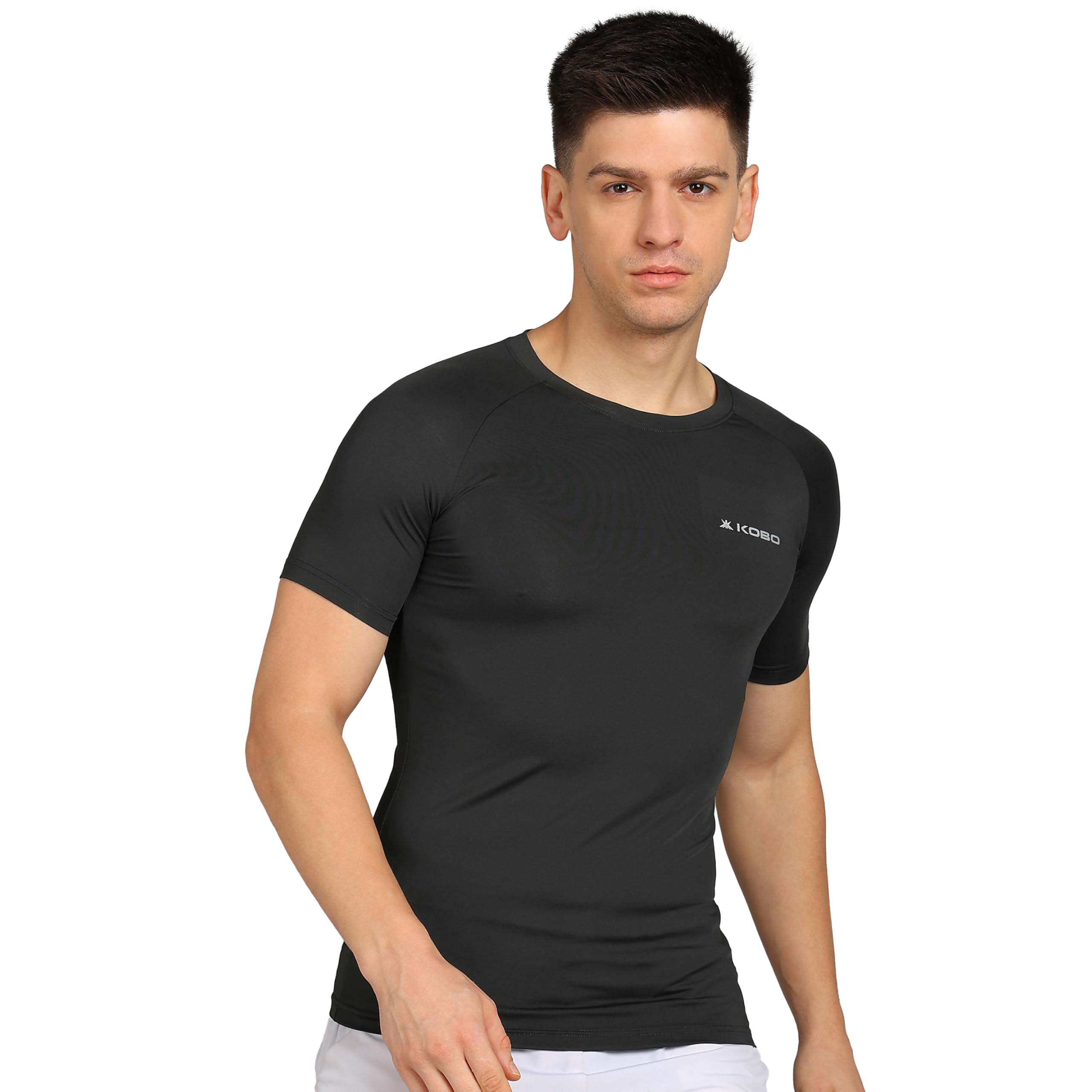 KT-03 Intense Compression Top Half Sleeve Skins Men's T-Shirt Base Layer Tight for Gym Running Swimming Cricket Cycling Football Yoga Basketball Tennis Badminton & Many More Sports (Imported)-image-41