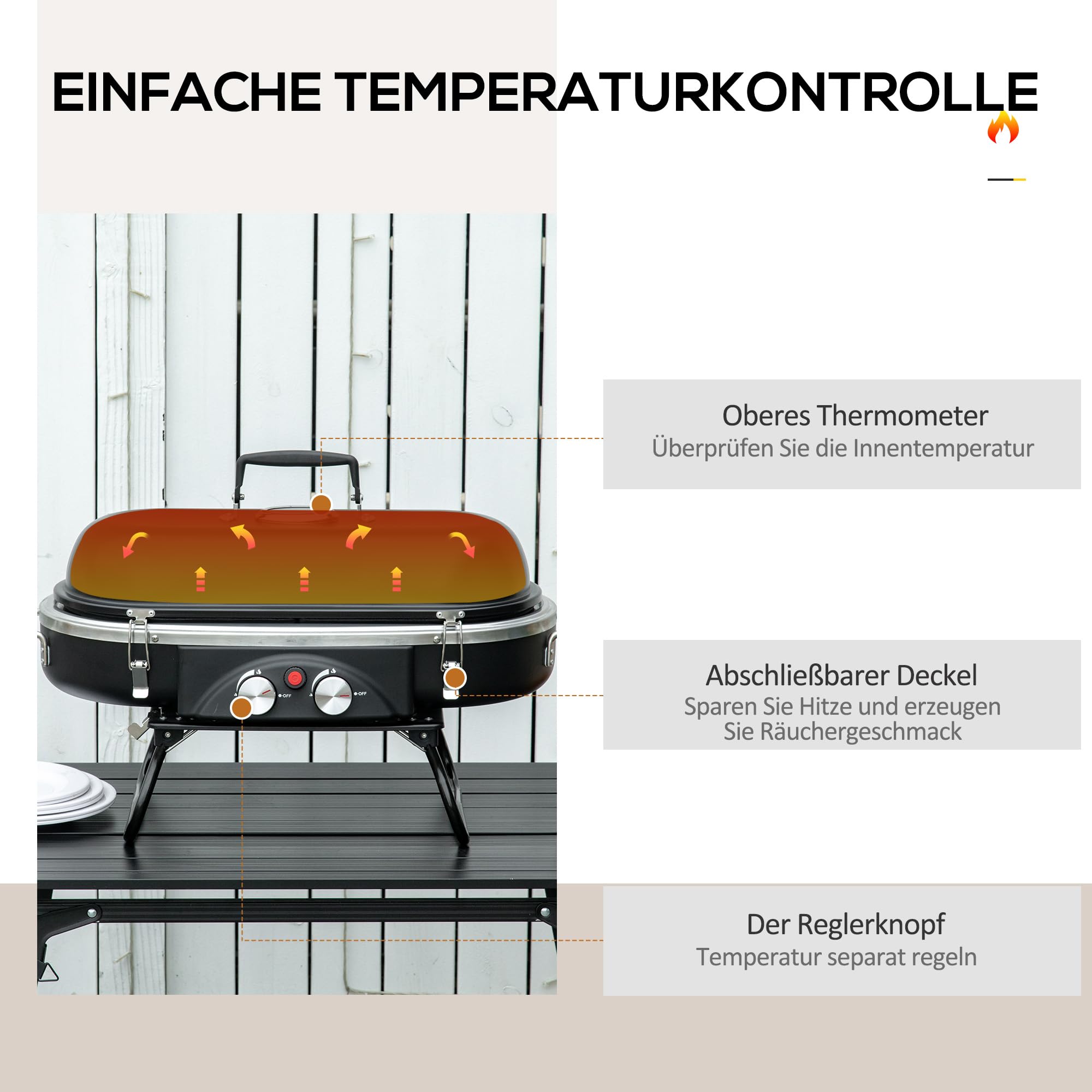 Grill gazowy 2,34 kW, składany, 2 palniki ze stali nierdzewnej