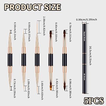 5Pcs Professional Double-Ended Nail Art Brush Set - Fine Liner Painting Tools Complete Nail Design Kit with Detail Brushes.
