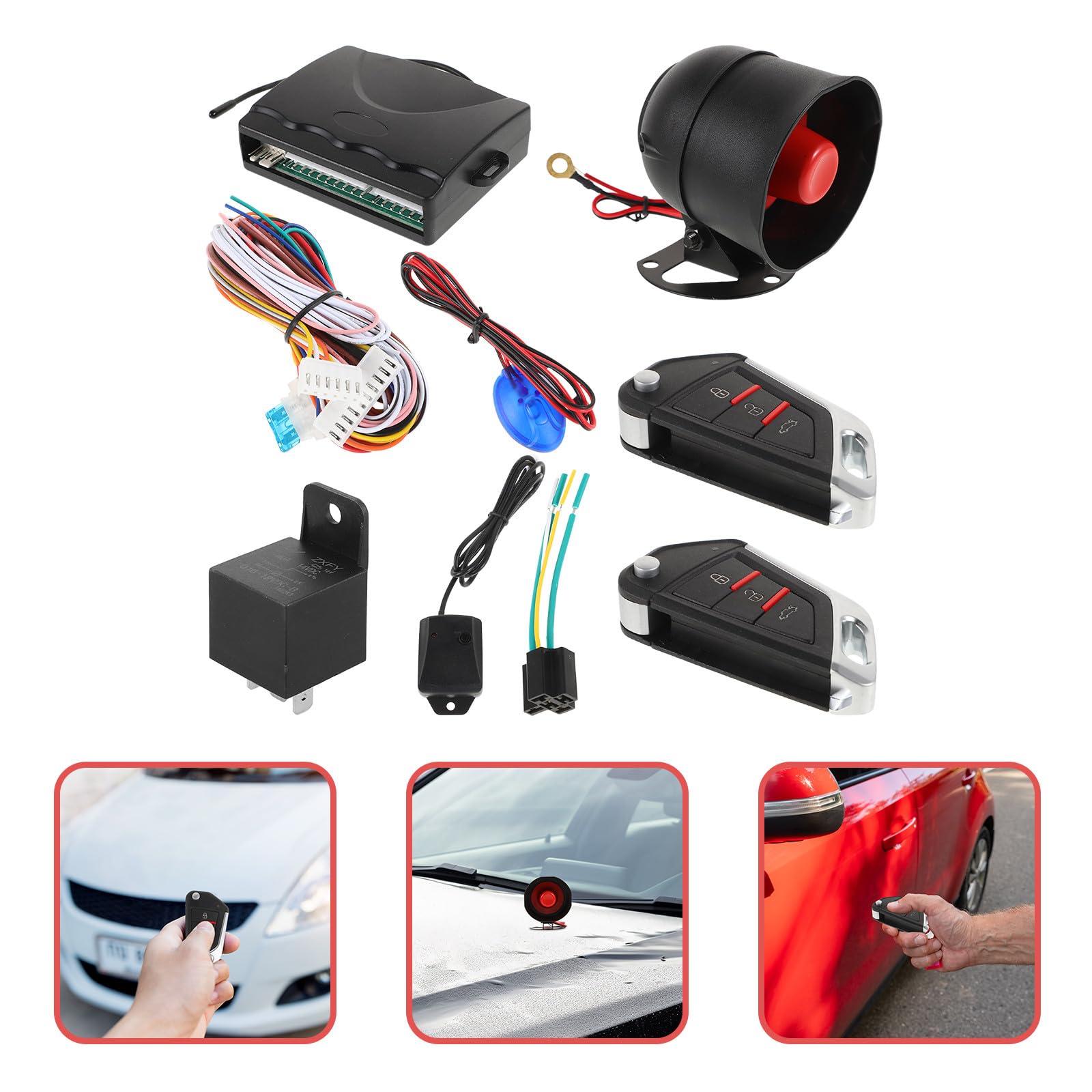 CHILDWEET Kit Serratura Porta Auto Allarme Antifurto Sonoro e Avviamento Remoto, Meccanismo di Chiusura Centralizzata Keyless per Veicoli, Controllo Sicuro Accesso senza Chiave per Uso