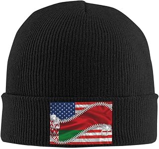 America Flag and Belarus Byelorussian Flag Beanie Knit Hat for Man Women Warm Beanie Hats Lightweight Winter Knitted Caps Soft Acrylic Skull Cap Stocking Cuffed Cap Watch Caps Black