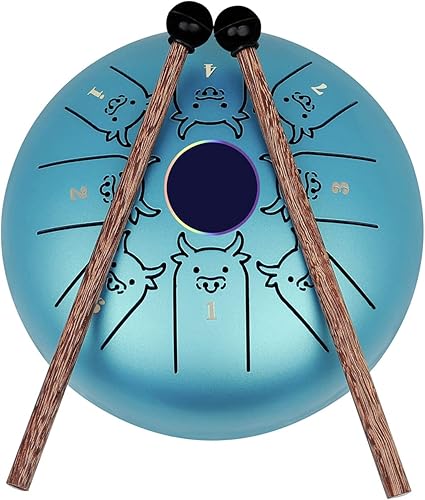 Mini tambor de lengua de acero de 5.5 pulgadas, 8 notas C, tambor de mano de tecla C, tambor de tanque con patrón del zodiaco chino, instrumento de