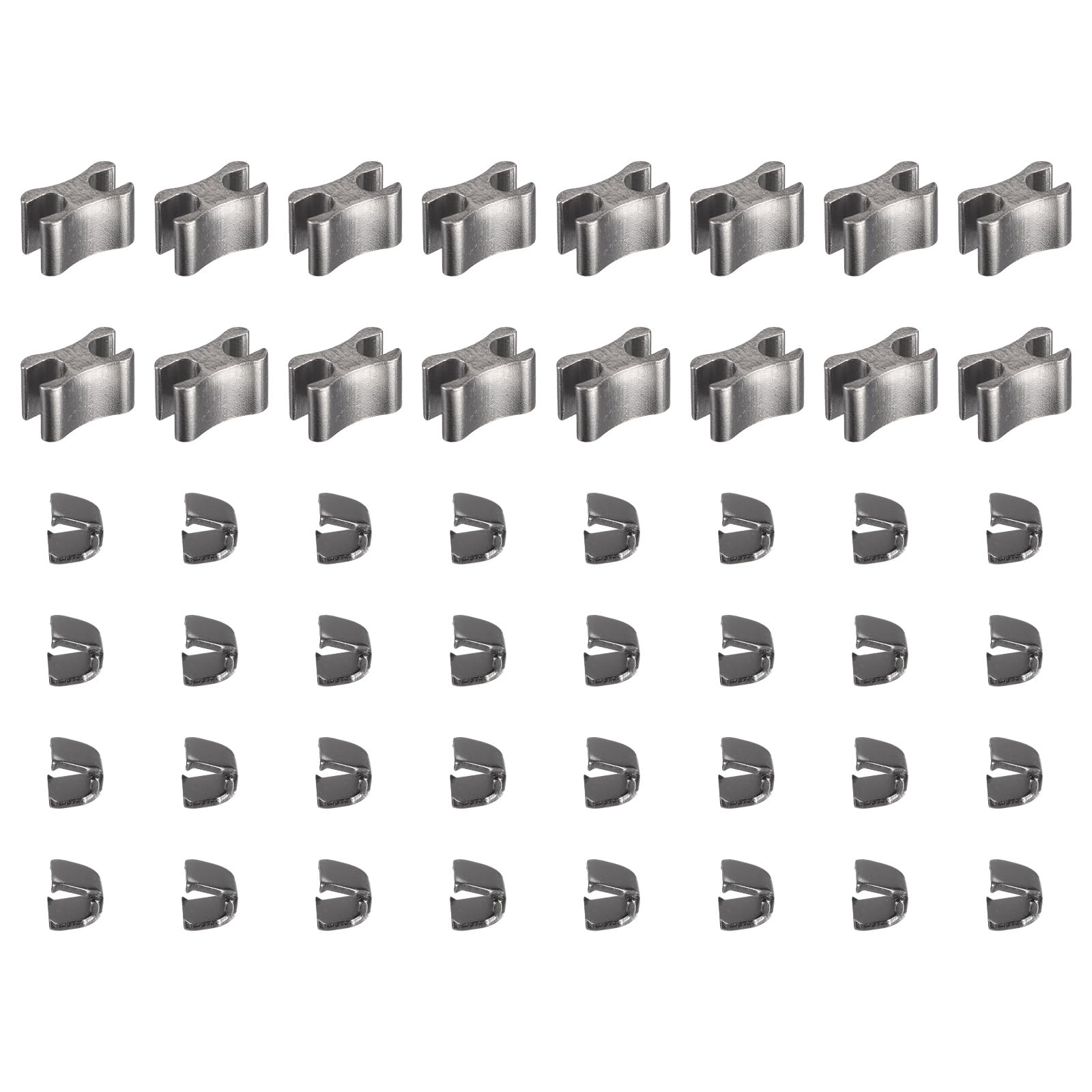 sourcing map 10 Sets Brass Zipper Slider Retainers, #5 U Shape Top Stoppers & H Shape Bottom Stops Zippers Replacement for Bags Coats Jackets, Metallic Black