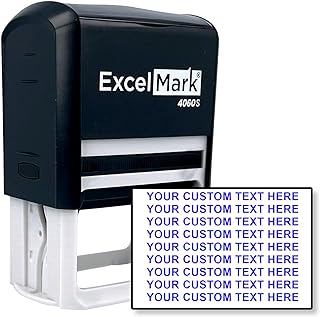 ExcelMark Self Inking Rubber Stamp with up to 9 Lines of Custom Text