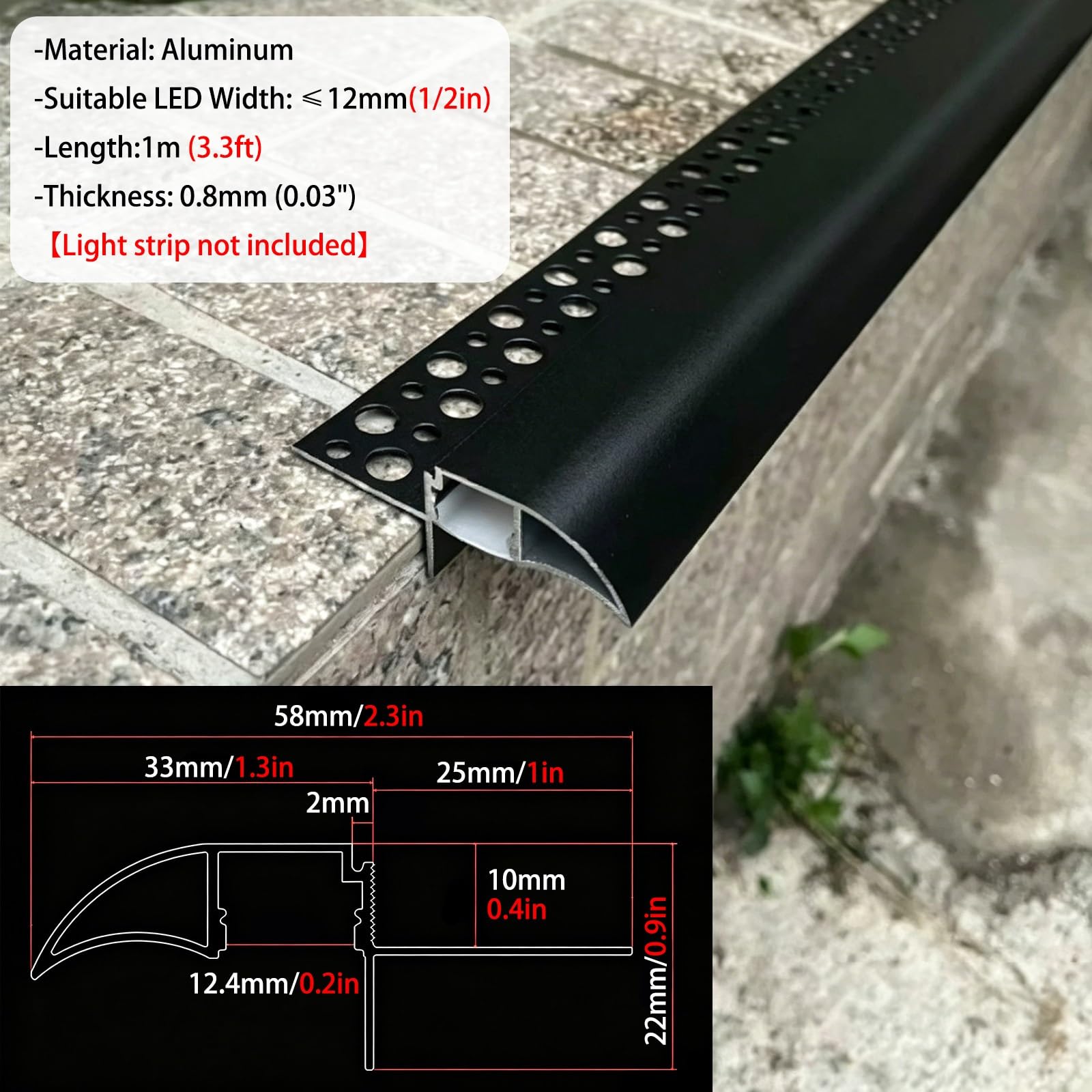 Tropfkantenprofil Dach-Traufprofil Mit Lichtkanal, Regenabweiser Für Die Außenwand, Regenschutz Für Fenster (Traufprofil)(Silver,3.3ft(1m))