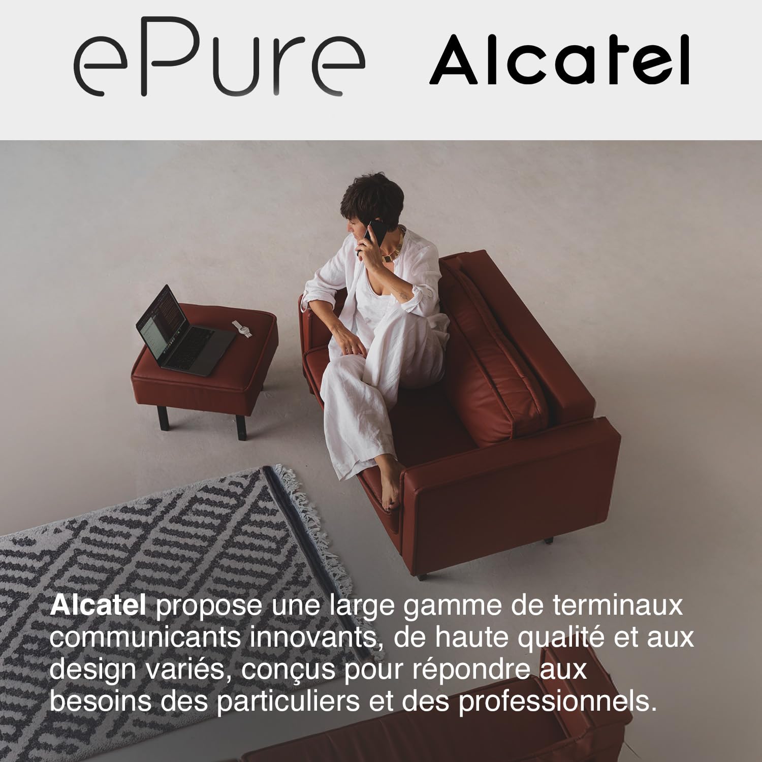 ALCATEL Epure Premium Téléphone Fixe sans Fil DECT avec Répondeur Design Vintage Noir