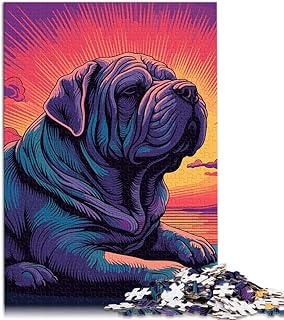 Rompecabezas para adultos 1000 piezas juego familiar de bulldog coloridos para y con piezas de formas aleatorias totalmente encajables 26x38cm