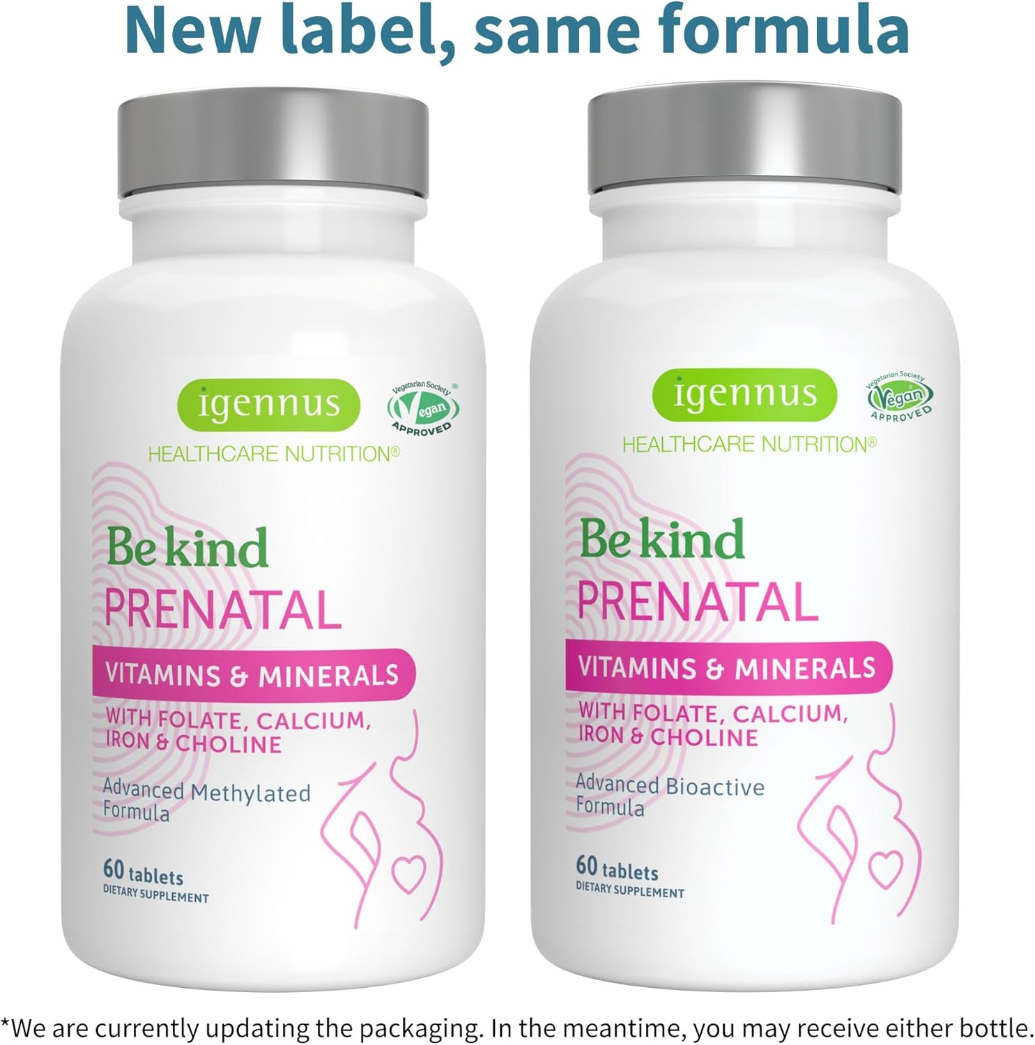 High Absorption Methylated Prenatal + Advanced Kids Multivitamin Gummy Vegan Bundle, Clean Label with Vitamin A, B, C, D3 & E, 60 Tablets + 90 Berry Flavor Gummies, Be Kind by Igennus - Image 2