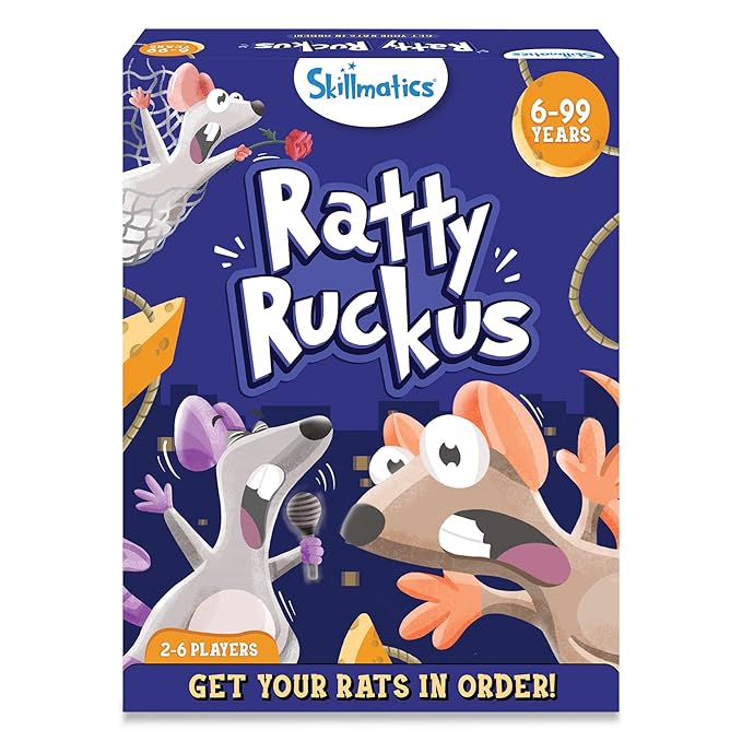 Skillmatics Card Game Ratty Ruckus EasytoLearn, 4inARow Grid Game