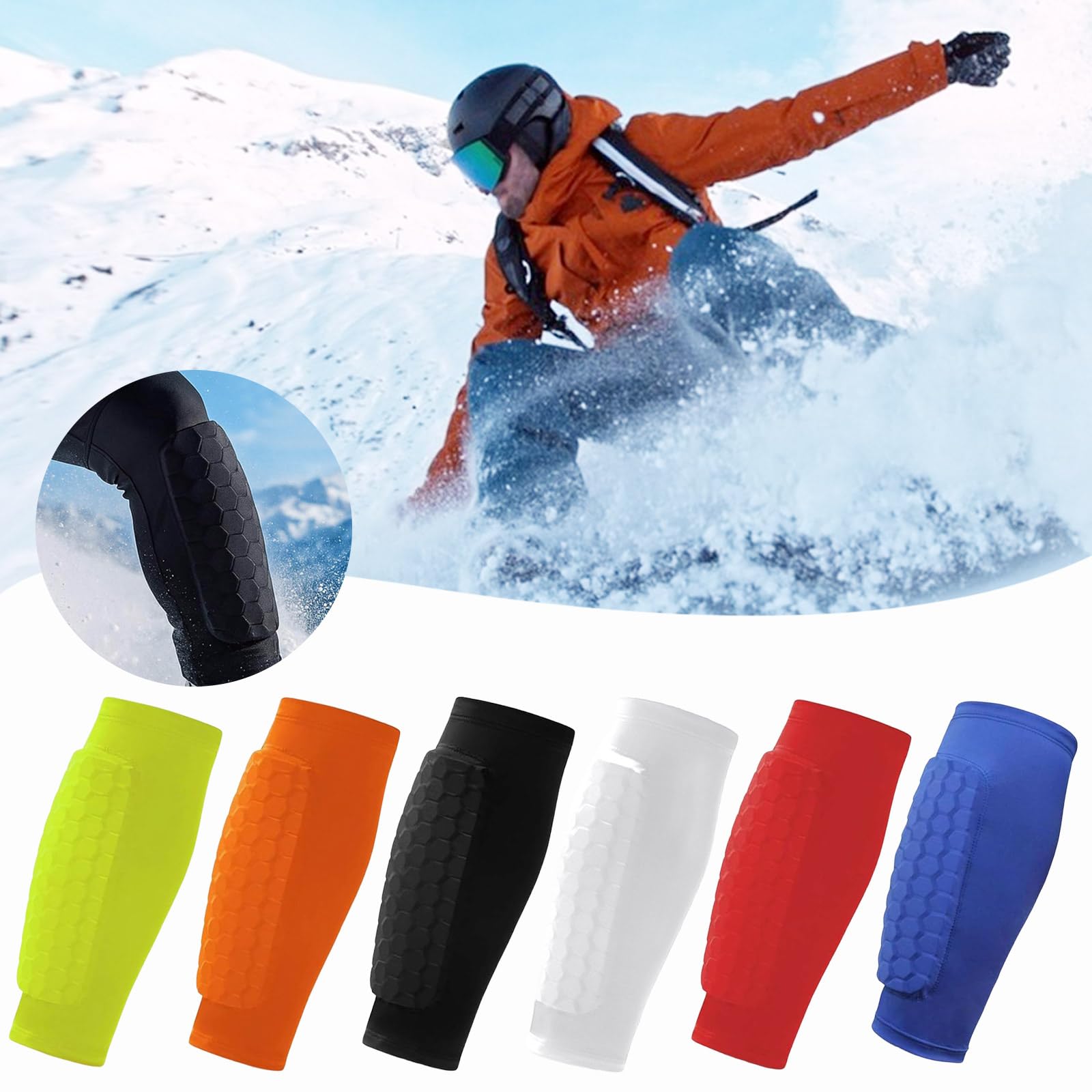 Skiguard Pro Protège-tibias Ski Antidérapant Respirant Élastique Anti-collision 1 Paire