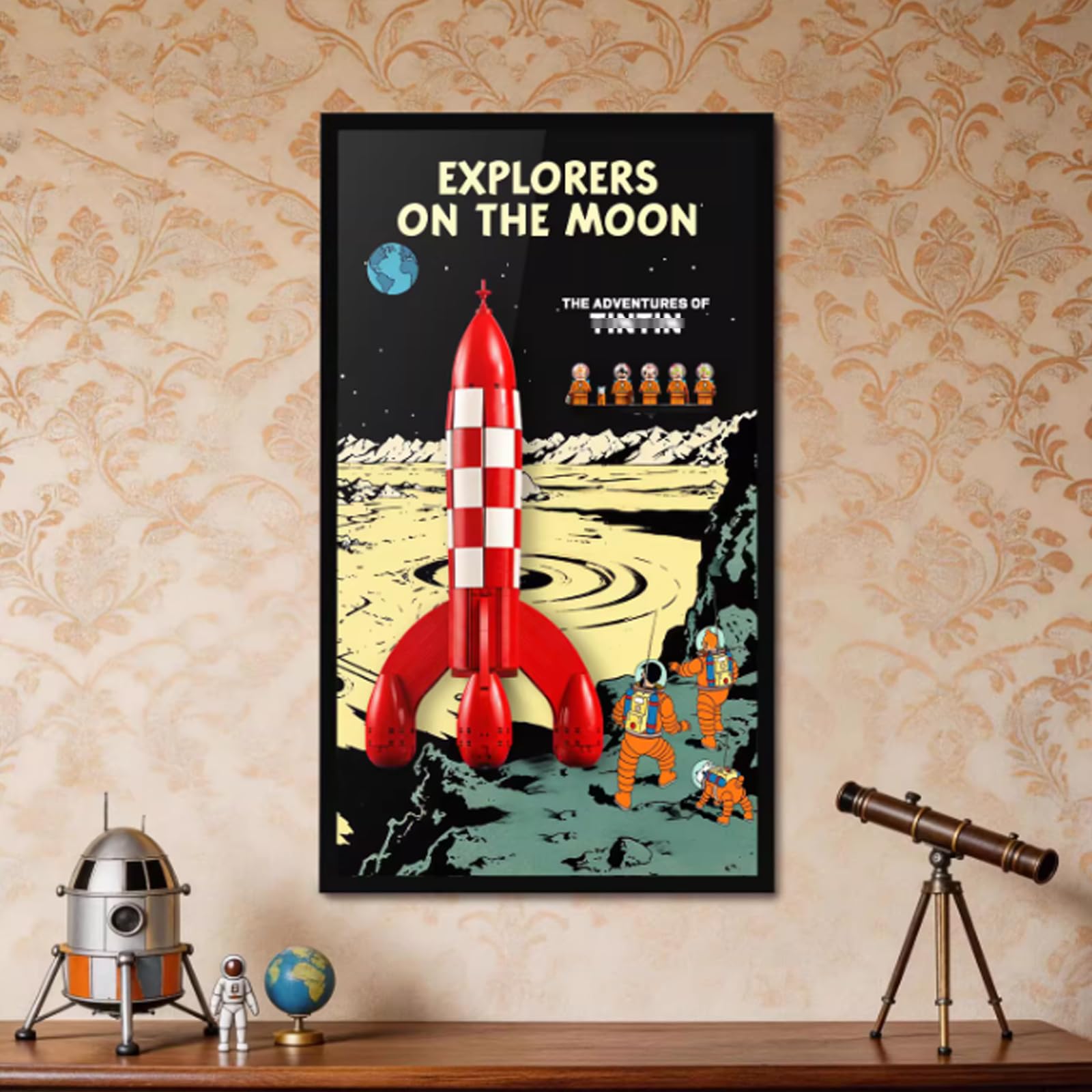 Présentoir Mural pour Lego 21367 Ensemble de Construction de la Fusée Lunaire, Présentoir Mural à Monter au Mur - Seulement le Plateau d'affichage, Plateau d'affichage Compatible avec Lego 21367