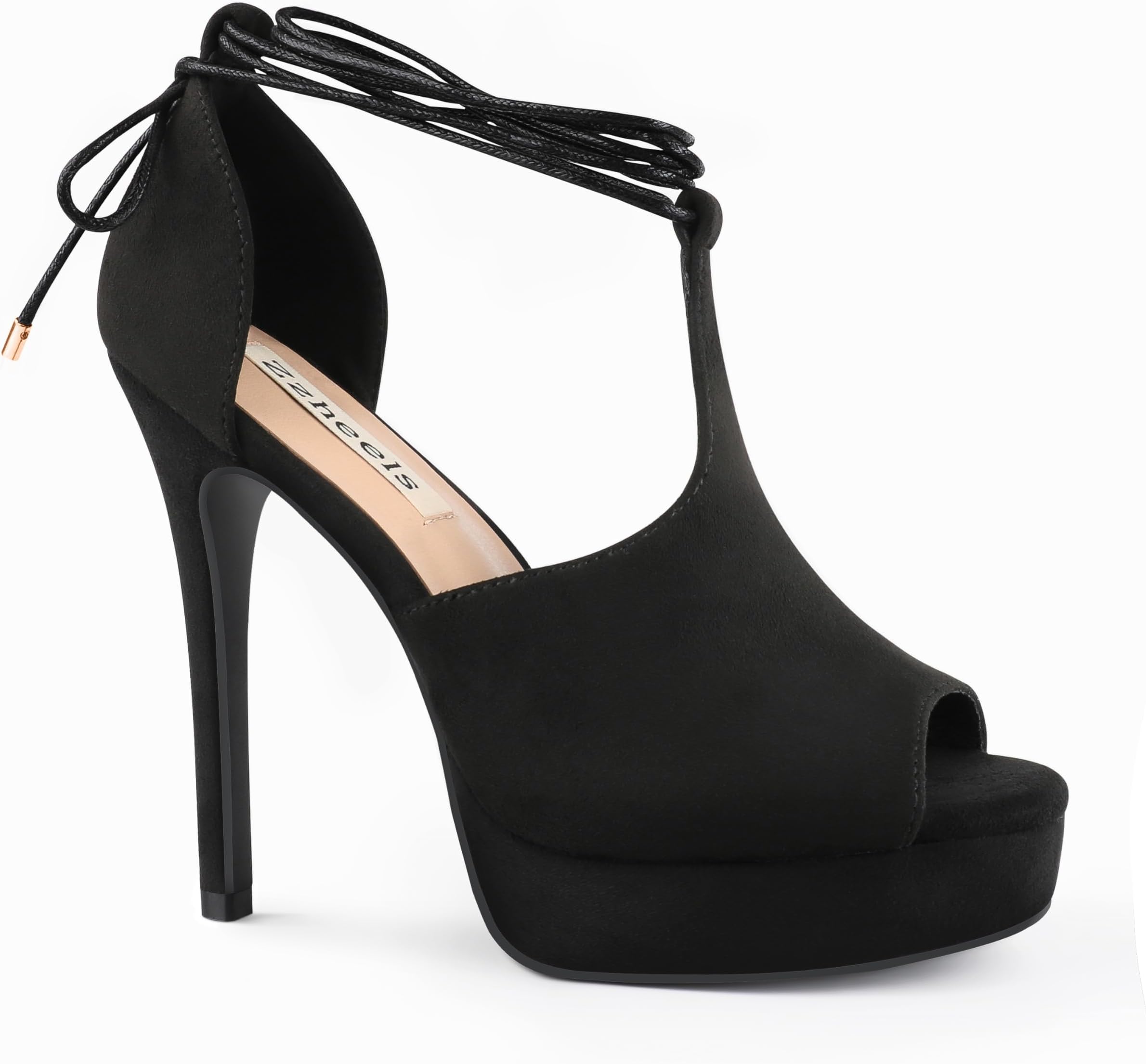 Women's Peep Toe Heel Platform Stiletto High Heels Strappy Lace up Heels Dress Party Pumps