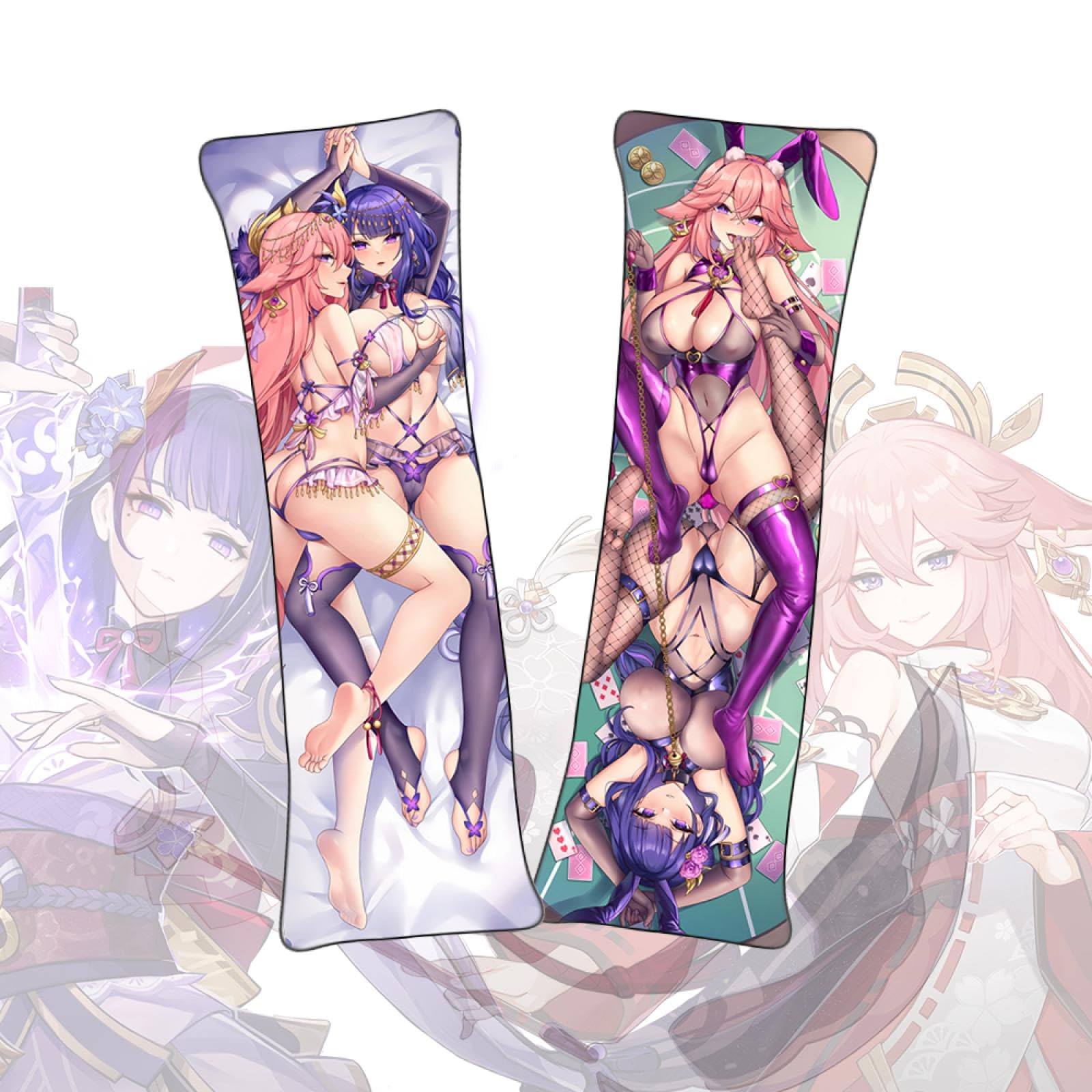 FDSAD Dakimakura Raiden Ei & Yae Miko《Genshin Impact》Anime Dakimakura Otaku wives or husbands Life Size Double Sided Body Pillow Cover