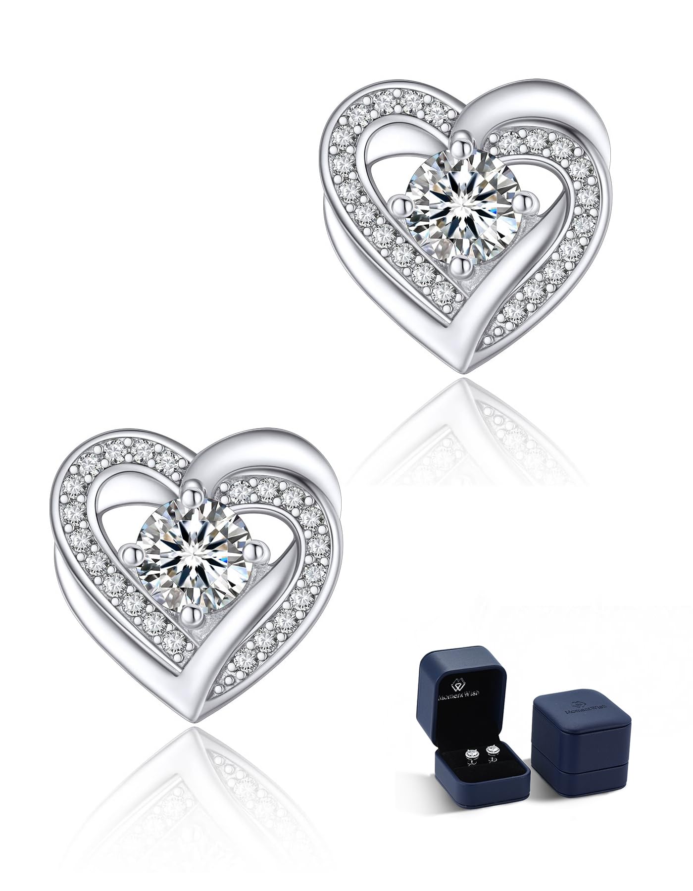 MomentWish Orecchini Moissanite Argento 925/Oro 18K/Neri, 1-2 Carati Orecchino Punto Luce Donna Uomo Bottone Anallergici Simulato Diamanti Brillanti VVS1 D Colore con Certificato GRA Regalo 5/6.5mm