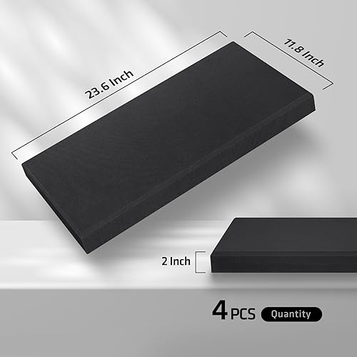 Miniatura 2 de UMIACOUSTICS 4 paneles acústicos, paneles de pared de fibra de vidrio de 2 pulgadas de grosor, 23.6 x 11.8 pulgadas, paneles de pared a prueba de