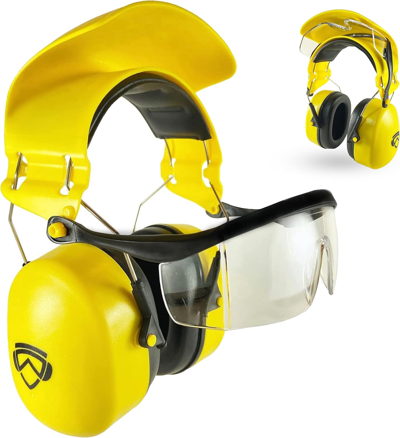 Combination Safety Glasses and Safety Earmuff. Unique, New, PPE, Protective Shield Prevents Damage and Scratching. Provides Convienence, Comfort, NRR 26 Db Passive Hearing Protection.