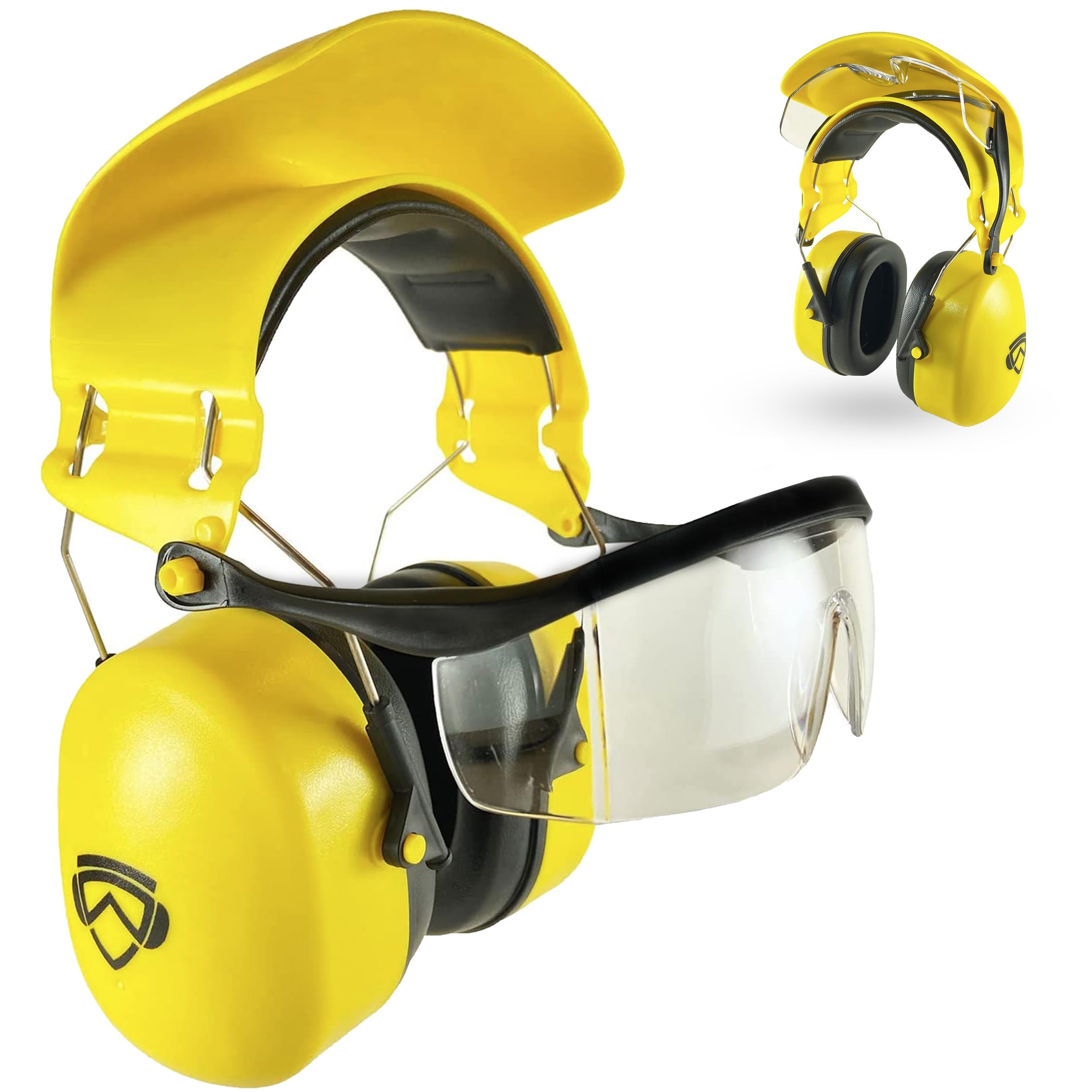 Combination Safety Glasses and Safety Earmuff. Unique, New, PPE, Protective Shield Prevents Damage and Scratching. Provides Convienence, Comfort, NRR 26 Db Passive Hearing Protection.