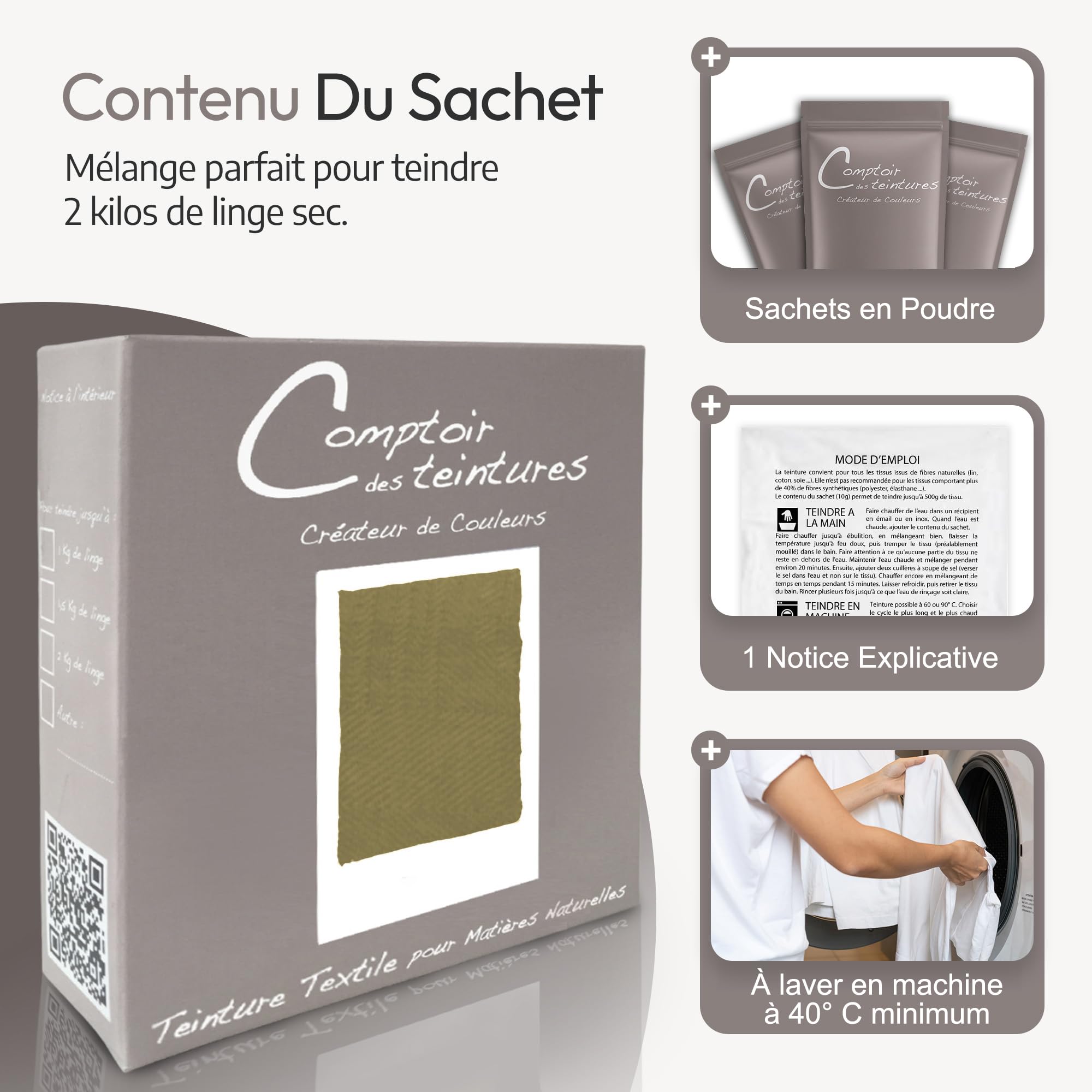 Teinture Textile – Mélange Chartreuse (pour 2kg linge) – Teintures Durables pour Draps, Serviettes et Nappes – Facile à Utiliser en Machine à Laver ou à la Main