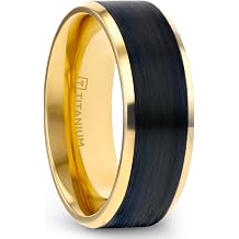 Thorsten Beaumont Gold Plated Titanium Ring W/Black Center 8mm