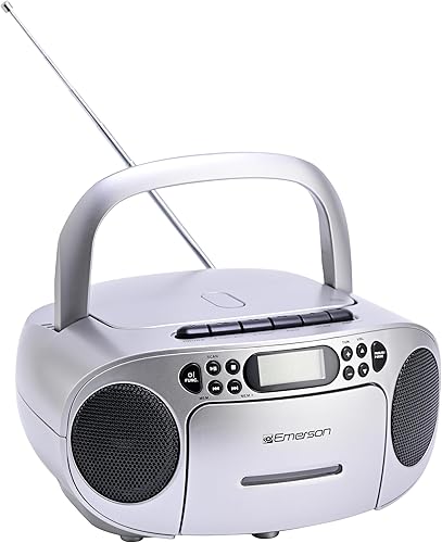 Miniatura 7 de Emerson Boombox reproductor de CD portátil con reproductor de cassette, grabadora de cinta, radio AM/FM, AUX, conector para auriculares, altavoces