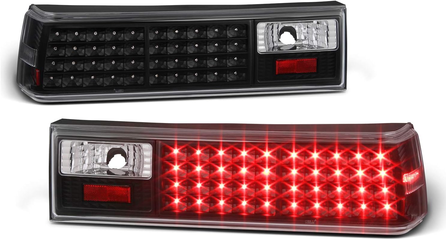 AKKON - For 87-93 Ford Mustang Black Housing Clear Lens LED Tail Brake light lamp Replacement Assembly Pair